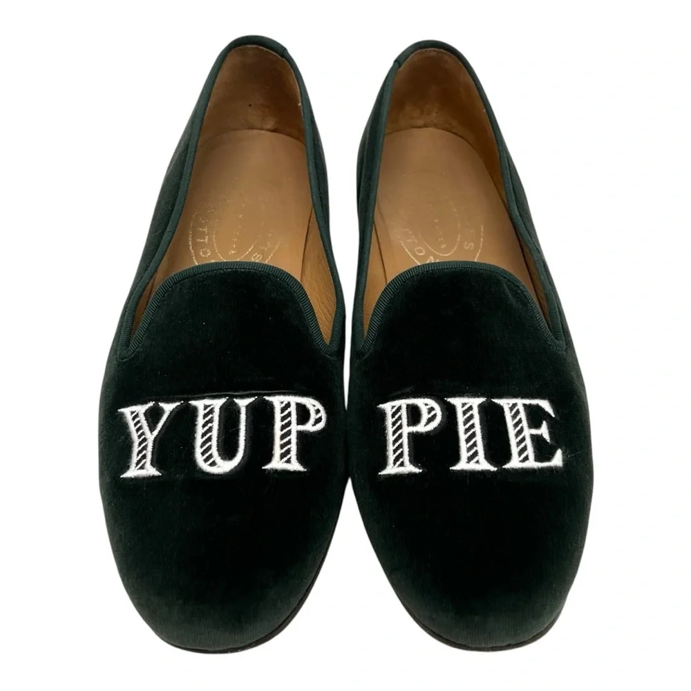 Stubbs & Wooten YUPPIE Green Velvet Novelty Loafer Flats Casual Women’s 9